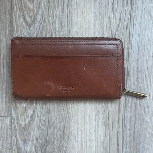 Margot New‎ York Gabby Whiskey Brown Leather Zipper Envelope Wallet